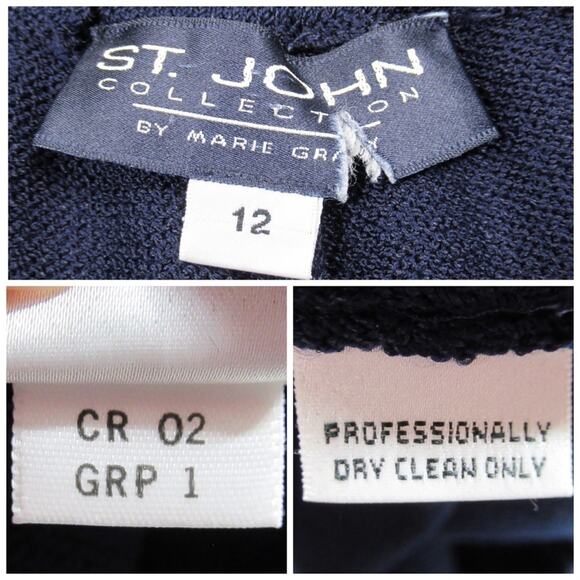 ST. JOHN Dark Blue Santana Knit Wool Blend Knit Trousers Pants Women’s Size 12 - Picture 12 of 12